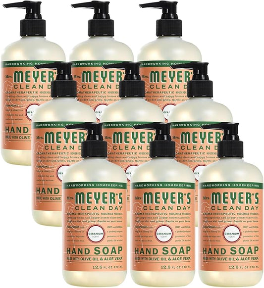 MRS. MEYER'S CLEAN DAY Liquid Hand Soap Geranium 12.5 Fl Oz (Pack of 9)