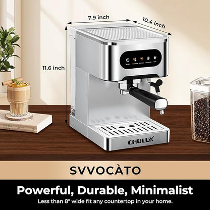 CHULUX Svvocàto Espresso Machine, Hot & Cool Espresso Maker with Milk Frother, Touchscreen Expresso Coffee Machine with 50oz Water Tank for Cappuccino, Americano