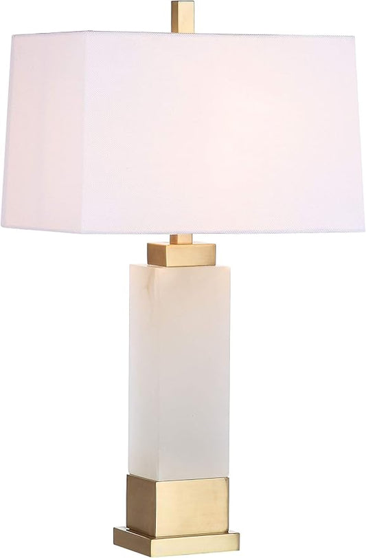 SAFAVIEH Lighting Collection Rozella Alabaster White/ Gold 30-inch Bedroom Living Room Home Office Desk Nightstand Table Lamp (LED Bulb Included)