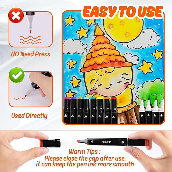 262 Colors Alcohol Markers with Base, Permanent Dual Tip Art Markers for Adults Anime Coloring Sketch Illustrations Pefect for Gift- Refillable