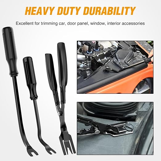 GOOACC 330Pcs Trim Removal Tool, Auto Push Pin Bumper Retainer Clip Set Fastener Terminal Remover Tool Adhesive Cable Clips Kit Car Panel Radio Removal Auto Clip Pliers, Black