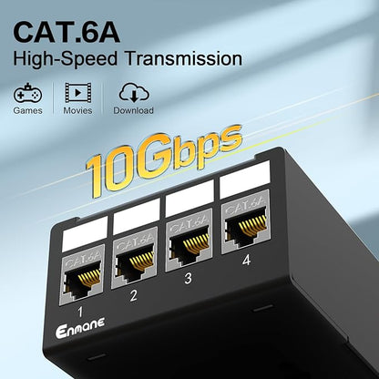 4 Port Patch Panel CAT6A Keystone Patch Panel (EC Listed) Shielded Network Patch Patch for Home/Office (1U 4Port, CAT6A)