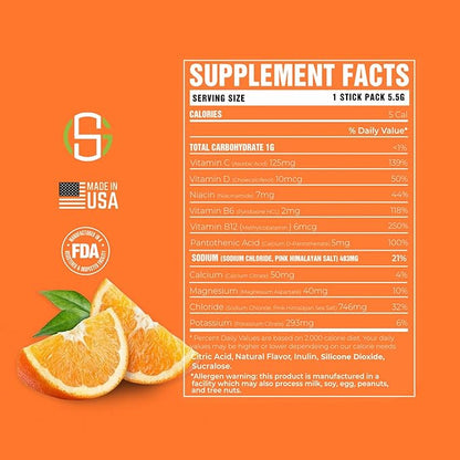 Golf Hydration Orange Electrolyte Powder – Sugar Free Drink Mix Packets – Golf Accessories for Men & Women – Golf Gifts – 20 Stick Packs