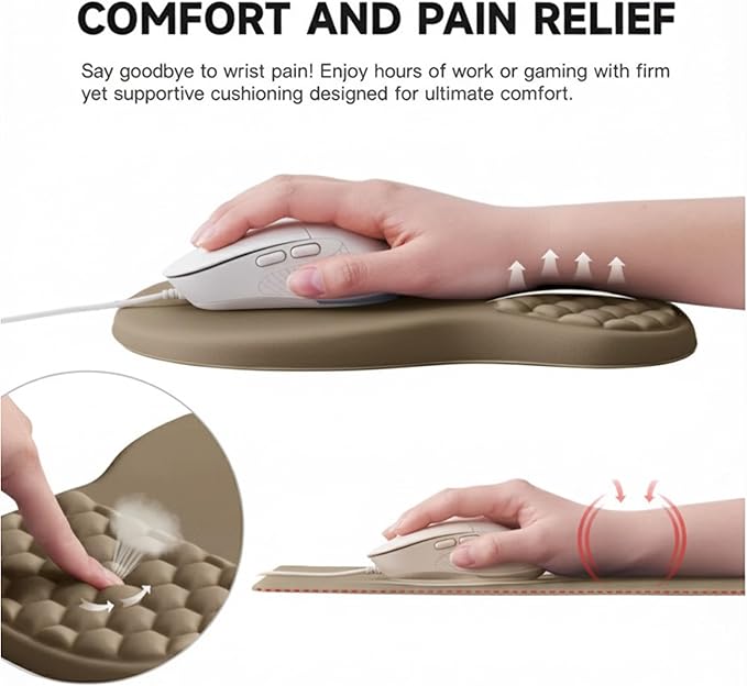 Ergonomic Mouse Pad with Wrist Support, Memory Foam Wrist Rest for Carpal Tunnel & Wrist Pain Relief, Non-Slip Rubber Base, Comfortable Gaming Mousepad for Computer, Laptop, Office & Home