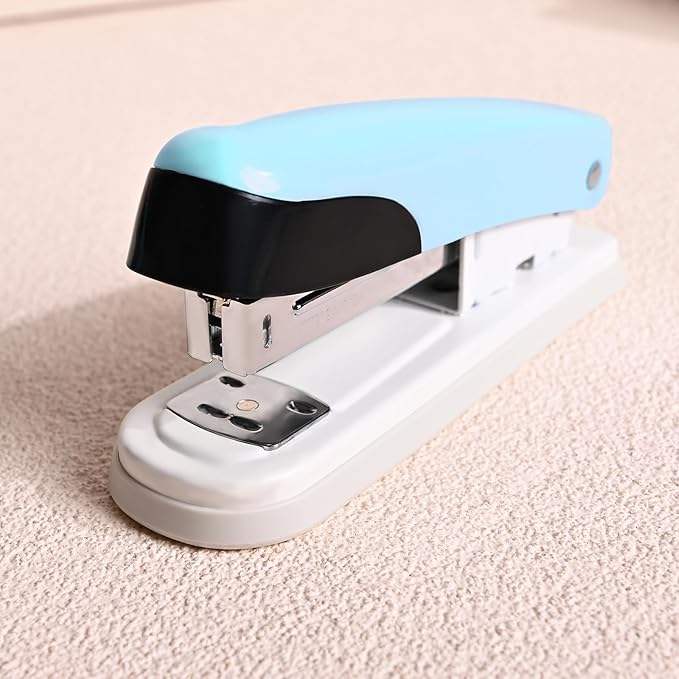 Temiary Stapler, Desktop Metal Staplers with 2000 Standard Staples, 25 Sheet Capacity, One Finger Stapling, Jam Free, No Effort Staplers for Classroom, Office or Desk (Blue)