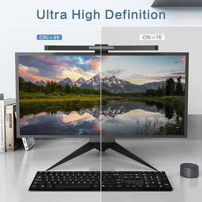ONWAY Curved Monitor Light Bar with Wireless Remote,Monitor Light Bar with Auto-Dimming and Camera Base,Applicable to All Screens. No Screen Glare,for (Basic)