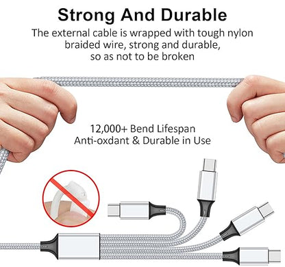 USB C Splitter Multi Charging Cable,USB A/C to USB C QC 3.0 Fast Charging[2Pack 4Ft], 4 in 2 Multi Charger Cord, with 4 Type-C Connectors Compatible with Cell Phones Tablets and More
