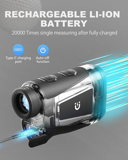 X1 Golf Rangefinder with Slope, Flagpole Lock and Vibration, 660/1100YDS Laser Rangefinder for Golfing & Hunting, Rechargeable Laser Range Finder Distance Measuring with High-Precision