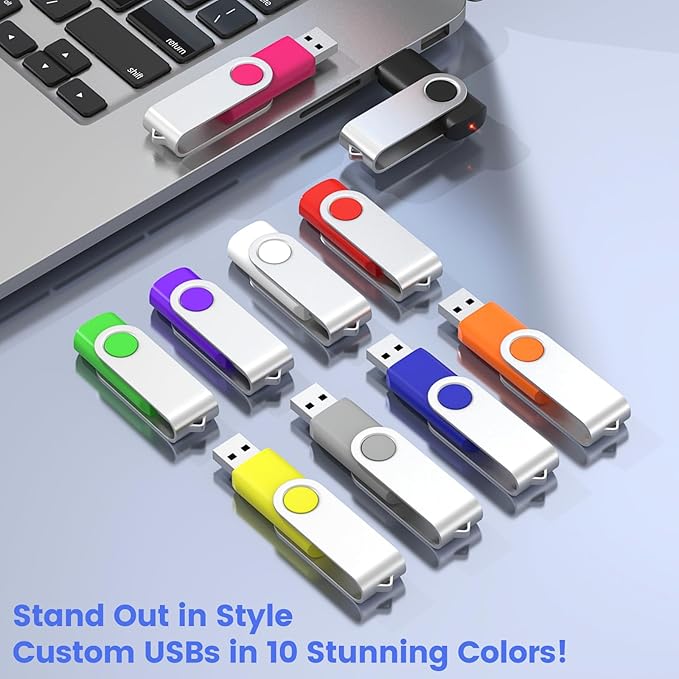 ABLAZE Custom Flash Drive 8GB 100 Pack, Personalized USB Drives Custom USB 2.0 Thumb Drives 100 Pack Memory Stick (Mixcolors)
