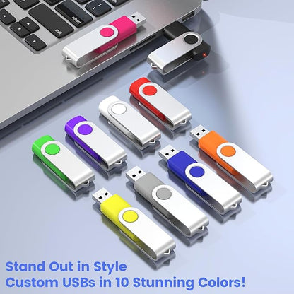 ABLAZE Custom Flash Drive 8GB 100 Pack, Personalized USB Drives Custom USB 2.0 Thumb Drives 100 Pack Memory Stick (Mixcolors)