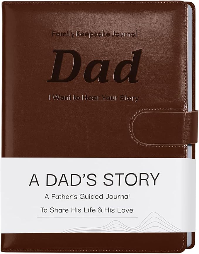 Artmag Dad's Life Story Journal with 250+ Prompt Questions, Family Keepsake Book Leather Cover for Dad to Share His Memories for Birthday Father's Day Christmas (Brown)