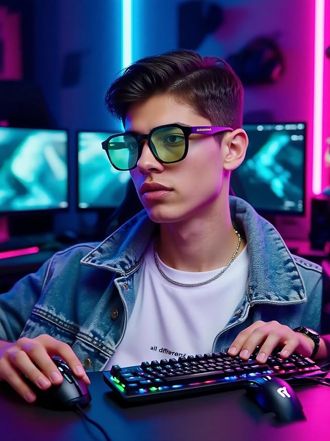 Sleep Glasses for 99.9% Blue Light Glasses Dual AR Coatings Green Lens for Computer Gaming Reduce Eyestrain