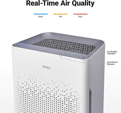 WINIX AM90 Air Purifier for Home Large Room Up to 1740 Ft² in 1 Hr With Air Quality Monitor, True HEPA, Carbon Filter and Auto Mode, Captures Pet Allergies, Smoke, Dust
