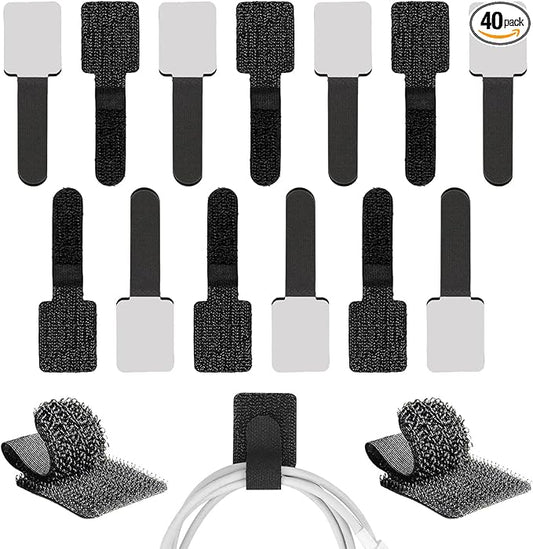 Self-Adhesive Velcro Cable Ties, Reusable Fastening and Data Cable Organizer,Cable Management Ties, Suitable for Headphones, Mobile Phones, and Electronic Devices Under The Table（50 Pcs）