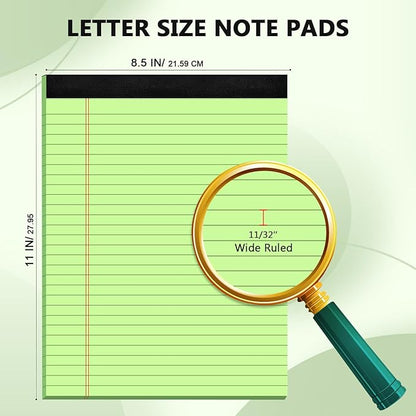 Colored Legal Pads 8.5 x 11, 2 Pack Colored Note Pads 8.5 x 11, Colored Writing Pads 8-1/2 x 11, Letter Size Writing Tablets Lined Notepad Wide Ruled, 30 Sheets per Note Pad, Perforated Notepads
