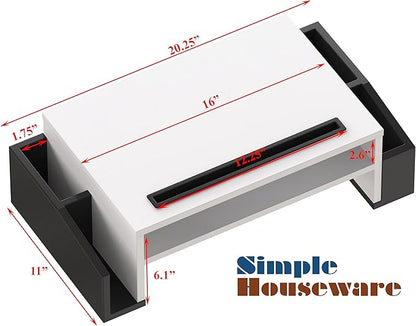 SIMPLE HOUSEWARE Desk Monitor Stand Riser with Adjustable Organizer Tray, Dual Tone - Black / White