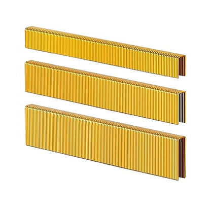 HW HAMWOO 18 Gauge 3000PCS,1/4" Narrow Crown Staples (1/2",3/4",1"),18GA Nail Gun Nails Assorted, Suitable for Most Brand of 18 Gauge Pneumatic and Electric Brad Nailer (Yellow)