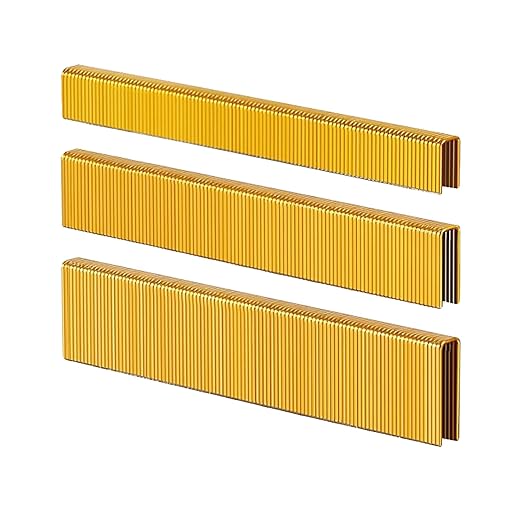 HW HAMWOO 18 Gauge 3000PCS,1/4" Narrow Crown Staples (1/2",3/4",1"),18GA Nail Gun Nails Assorted, Suitable for Most Brand of 18 Gauge Pneumatic and Electric Brad Nailer (Yellow)