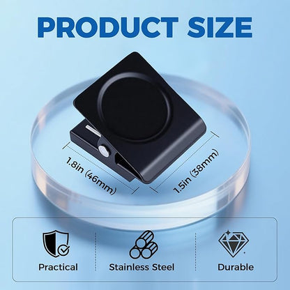 Magnetic Clips 1.5 inch, 12 Pack Heavy Duty Magnet Metal Clips for Hanging, Strong Magnet Clips for Whiteboard, Fridge, Classroom, Refrigerator, Black
