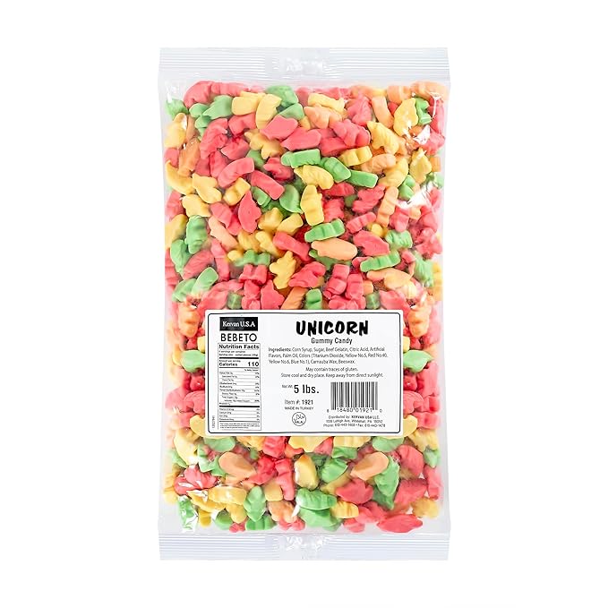 Kervan Candy Bebeto Unicorn Gummies - Fruity, Soft & Sweet Gummy Candy Bulk for Kids, Gift Snacks and Parties - Unicorn Gummies Big Party Size Bag (5 lbs)
