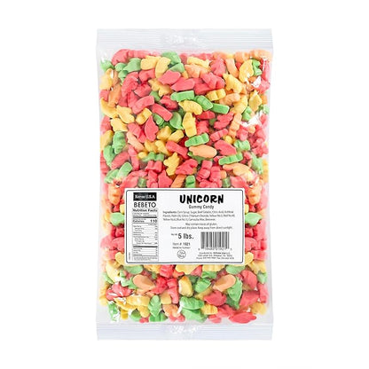 Kervan Candy Bebeto Unicorn Gummies - Fruity, Soft & Sweet Gummy Candy Bulk for Kids, Gift Snacks and Parties - Unicorn Gummies Big Party Size Bag (5 lbs)