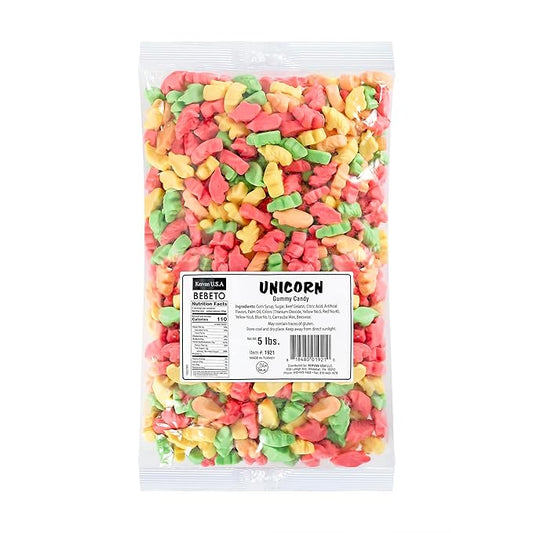Kervan Candy Bebeto Unicorn Gummies - Fruity, Soft & Sweet Gummy Candy Bulk for Kids, Gift Snacks and Parties - Unicorn Gummies Big Party Size Bag (5 lbs)