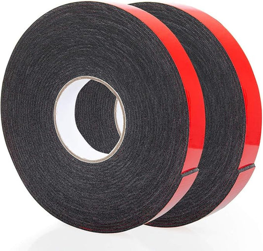 Double Sided Foam Tape 1.18In x 33FT 2 Pack, Mounting Tape Heavy Duty, Strong Adhesive Weatherproof Seal Strips for DIY Craft Picture Poster, Car & Gap Filling Mountings, Home Office Decor (Black)