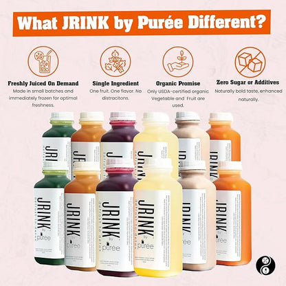 JRINK by Purée Intermediate Juice Cleanse, Cold Pressed Detox Drink with Organic 2 Day-Healthy Vegetable and Fruit Juice, Frozen Pressed Juice Cleanse, 12 Bottles, 16oz Each
