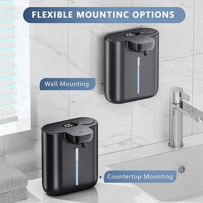 Automatic Soap Dispenser Touchless, Liquid Hand Soap Dispenser, 1200mAh Rechargeable, 9-Level Adjustable, 16.9oz/500ml Wall Mount for Bathroom Kitchen Office Dish Soap Kitchen, Bathroom,Black
