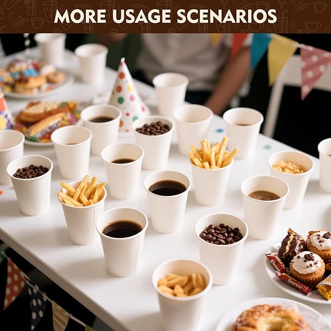 YEEHAW 8 oz 1000 Pack Disposable Paper Coffee Cups, White Hot Cups for Hot Coffee, Hot Liquid, Ideal for Cafes, Bistros, Businesses and Family