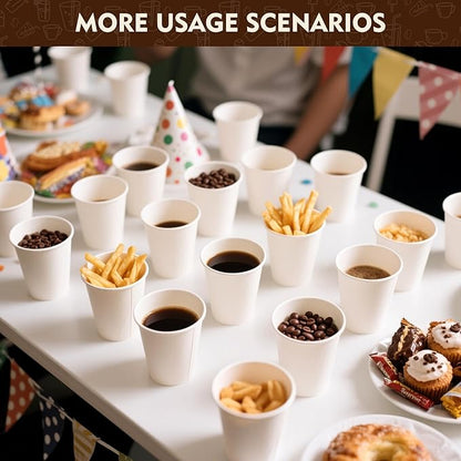 YEEHAW 8 oz 1000 Pack Disposable Paper Coffee Cups, White Hot Cups for Hot Coffee, Hot Liquid, Ideal for Cafes, Bistros, Businesses and Family