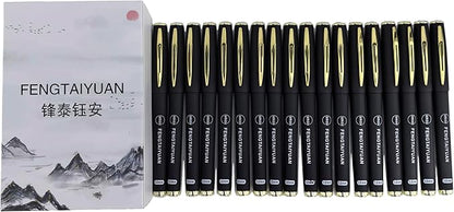 Fengtaiyuan Black Gel Ink Rollerball Pens - Comfortable Non-Slip Grip, Writting Smooth, Black Ink, Bold Point, 1.0mm Quick-Drying Ink, 18-Piece Box (10P18)
