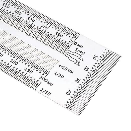 Precision Marking T-Rule Stainless Steel T Square with Mechanical Pencil & 0.5mm Refill Scribing Line Ruler for Marking or Measuring, for Carpenters, Designers, Architects, Engineers 200mm