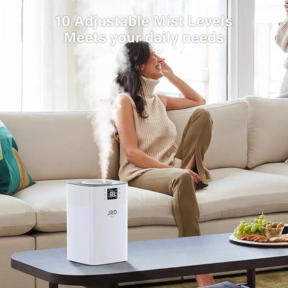 JRD 4L Humidifiers for Bedroom, Cool Mist Humidifier for Large Room, 40H Runtime, 360° Nozzle, Night Light for Home, Office, Baby Nursery, Plants（Grey）