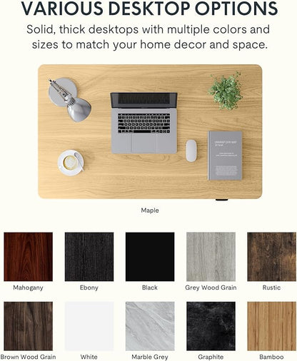 FLEXISPOT EN1 Whole-Piece Standing Desk, 60"x24" Electric Sit Stand Desk for Home Office (Black Frame + Maple Top, 2 Packages)