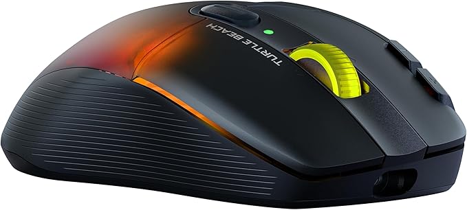 Turtle Beach Kone XP Air Wireless Customizable Ergonomic RGB Gaming Mouse, Bluetooth, 19K DPI Optical Sensor, 100-hour Battery & Charging Dock, 29 Programmable Inputs & RGB Lighting, 4D Wheel – Black