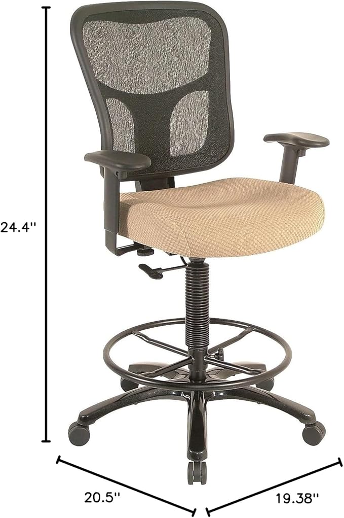 Tempur-Pedic Tp8200 Ergonomic Fabric Mid-Back Drafting Stool, Beige (Tp8200-Beige)