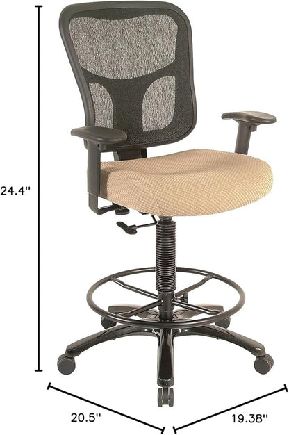 Tempur-Pedic Tp8200 Ergonomic Fabric Mid-Back Drafting Stool, Beige (Tp8200-Beige)