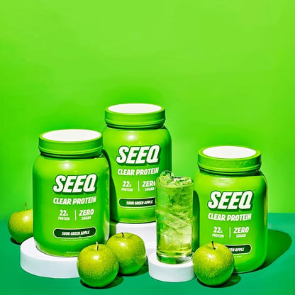 SEEQ Supply Clear Whey Protein Powder - 22 Servings, 22g Protein Per Serving - Sour Green Apple