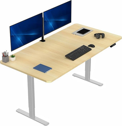 VIVO Electric 71 x 36 in Standing Desk, Memory Height Adjustment, 1B Series, Light Wood Top Gray Frame, DESK-KIT-1G7C-36