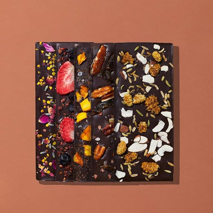 Spring & Mulberry Healthy Dark Chocolate Bars Sugar Free - Date Sweetened Chocolate Gift Box - Healthy Bars, Gluten Free & Vegan - Embellished with Fruits & Florals Holiday Chocolates Gift Set