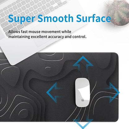Large Anime Gaming Mouse Pad Black Solid Geometry Desk Pad Computer Keyboard Mat Non-Slip Rubber Base Office Decor Waterproof Mouse Mat
