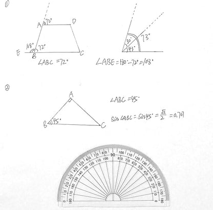 Outus Plastic Protractor for Angle Measurement Student Math 180 Degrees, 4 Inches, Clear, 10 Pack