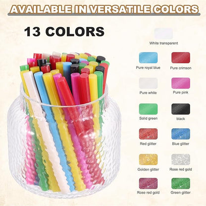 HARFINGTON 30pcs Mini Glue Stick 0.3"x3.9" High-Stick Hot Glue Gun Sticks Hot Melt Adhesive Strip for DIY Craft Sealing Repair Festival Decoration, Glitter Rose Red