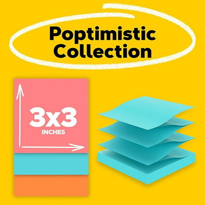 Post-it Pop-up Notes, 3x3 in, 5 Pads, America's #1 Favorite Sticky Notes, Assorted Colors, Clean Removal, Recyclable (3301-5AN)