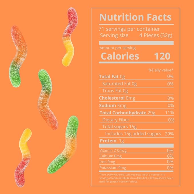 Kervan Candy Bebeto Sour Worm Gummies - Fruity & Soft Gummy Candy Bulk for Kids, Gift Snacks and Parties - Sour Gummy Worms Party Size Bag (5 lbs)