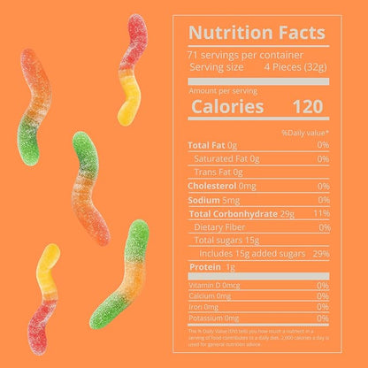 Kervan Candy Bebeto Sour Worm Gummies - Fruity & Soft Gummy Candy Bulk for Kids, Gift Snacks and Parties - Sour Gummy Worms Party Size Bag (5 lbs)