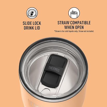 THERMOS ICON SERIES, Stainless Steel Tumbler with Slide Lock, 24 Ounce, Melon