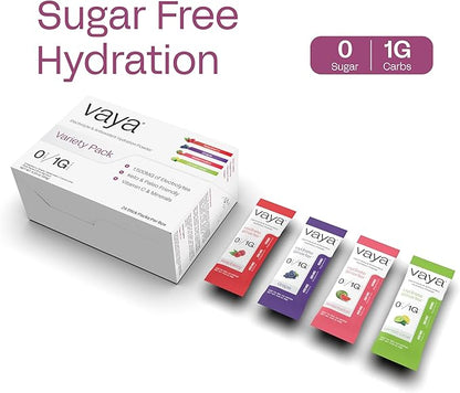 Vaya - Sugar Free Electrolyte Powder Packets – Give Your Body Instant Hydration - with Fasting Electrolytes (24 Pack, Raspberry, Grape, Lemon Lime, Watermelon)