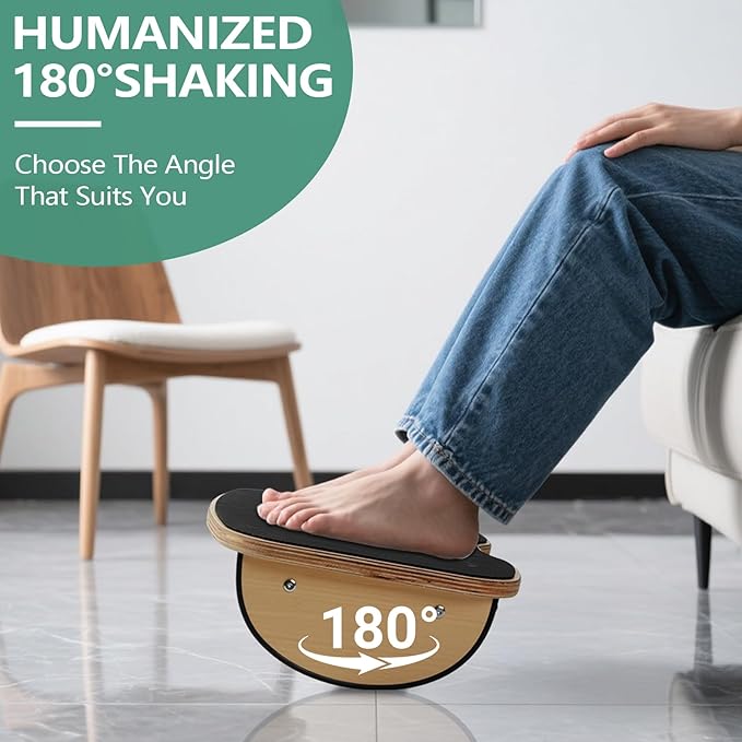 Wood Foot Stools for Under Office Desk,Ergonomic Rocking Footrest with All-Non-Slip Mat,Foot Rest for Under Desk at Work,Feet Support Leg Under Stools Footrest for Home Office Gaming
